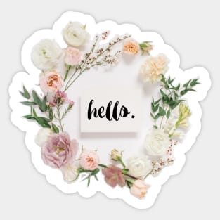 Floral Wreath with Hello Canvas Sticker